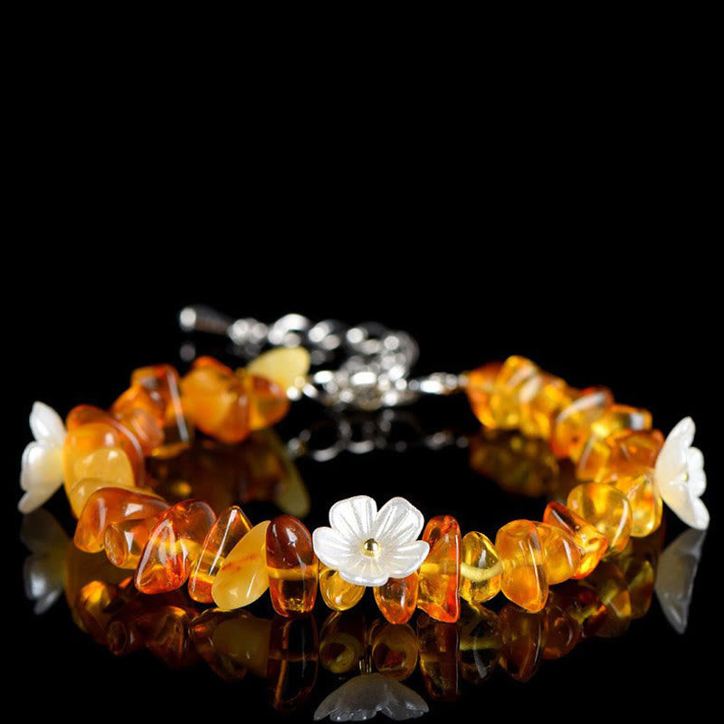 Buddha Stones Natural Aquamarine Peridot Strawberry Quartz Various Crystals Serenity Bracelet - Amber(Wrist Circumference: 15-20cm) - image 23
