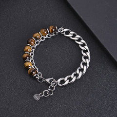 Buddha Stones Tiger Eye Picasso Jasper Frosted Stone Strength Bracelet Bracelet BS main