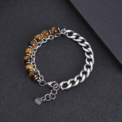 Buddha Stones Tiger Eye Picasso Jasper Frosted Stone Strength Bracelet Bracelet BS main