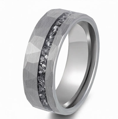 Buddha Stones Hammered Texture Tungsten Steel Strength Ring - image 3