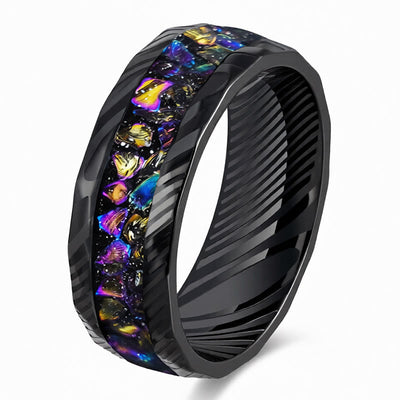 Buddha Stones Faceted Natural Inlay Titanium Steel Strength Ring - Colorful - 21.4mm - image 6