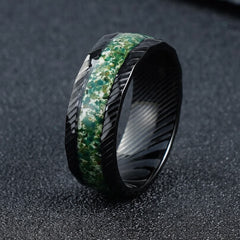Buddha Stones Faceted Natural Inlay Titanium Steel Strength Ring - Green - 21.4mm - image 0
