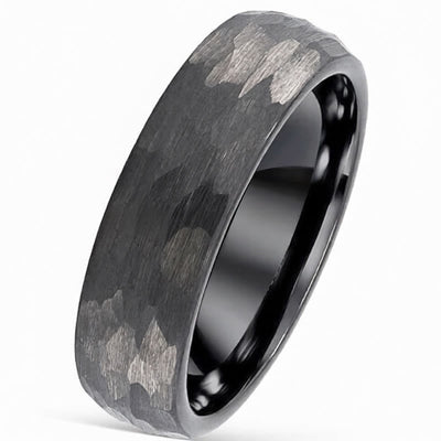 Buddha Stones Simple Hammered Texture Tungsten Steel Reliability Ring - Dark Gray - 21.4mm - image 6