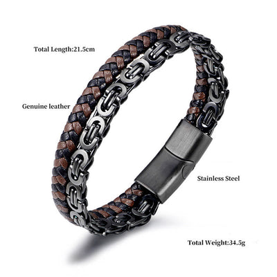 Buddha Stones Link Chain Double Wrap Braided Leather Balance Bracelet - image 3