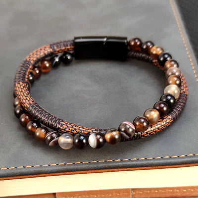 Buddha Stones Sardonyx Double Wrap Braided Leather Success Bracelet - image 2