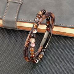 Buddha Stones Sardonyx Double Wrap Braided Leather Success Bracelet - Sardonyx Leather(Wrist Circumference: 19cm) - image 0