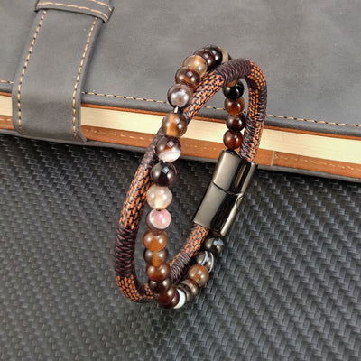 Buddha Stones Sardonyx Double Wrap Braided Leather Success Bracelet - Sardonyx Leather(Wrist Circumference: 19cm) - image 0