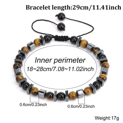 Buddha Stones Natural Tiger's Eye Black Obsidian Hematite Support Bracelet - image 9