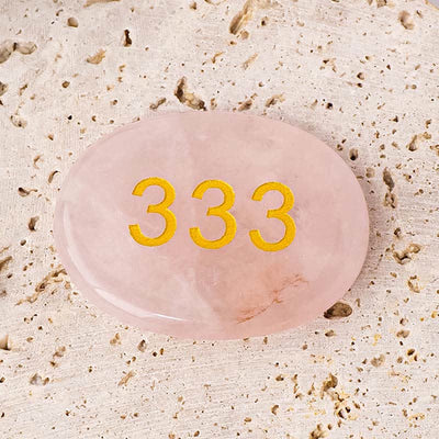 Buddha Stones Angel Numbers White Crystal Red Jasper Dalmatian Jasper Pink Crystal Green Aventurine Meditation Decoration - 333 Angel Number&Pink Crystal 4.5*3.5*0.7cm - image 11