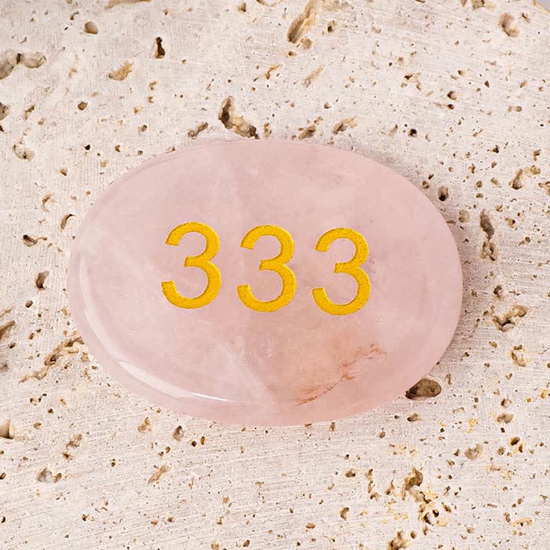 Buddha Stones Angel Numbers White Crystal Red Jasper Dalmatian Jasper Pink Crystal Green Aventurine Meditation Decoration - 333 Angel Number&Pink Crystal 4.5*3.5*0.7cm - image 11