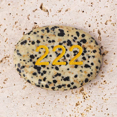 Buddha Stones Angel Numbers White Crystal Red Jasper Dalmatian Jasper Pink Crystal Green Aventurine Meditation Decoration - 222 Angel Number&Dalmatian Jasper 4.5*3.5*0.7cm - image 8