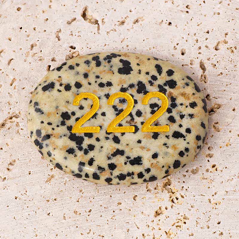 Buddha Stones Angel Numbers White Crystal Red Jasper Dalmatian Jasper Pink Crystal Green Aventurine Meditation Decoration - 222 Angel Number&Dalmatian Jasper 4.5*3.5*0.7cm - image 8