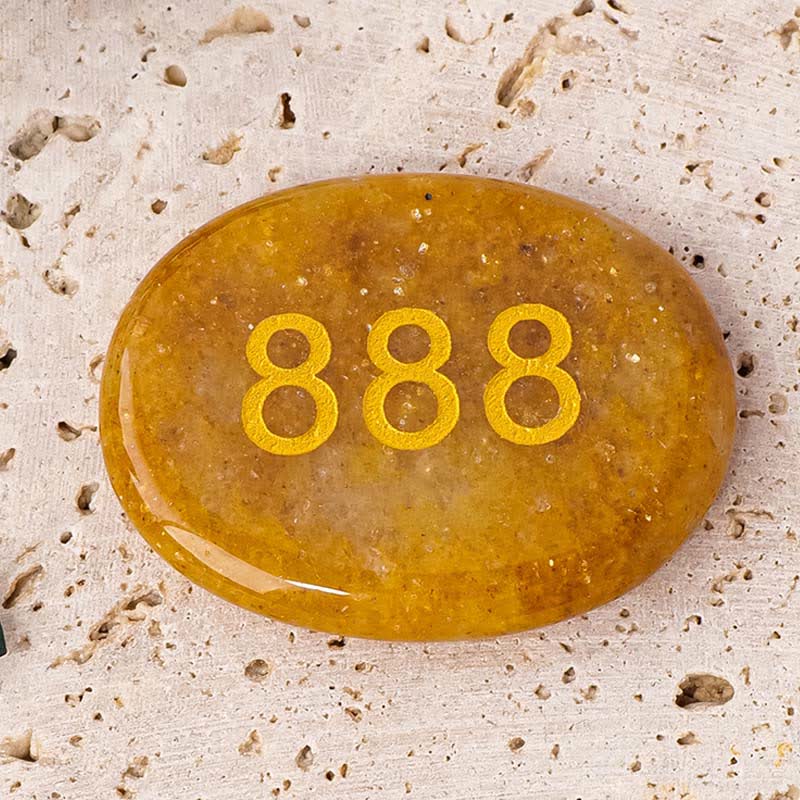 Buddha Stones Angel Numbers White Crystal Red Jasper Dalmatian Jasper Pink Crystal Green Aventurine Meditation Decoration - 888 Angel Number&Topaz 4.5*3.5*0.7cm - image 26
