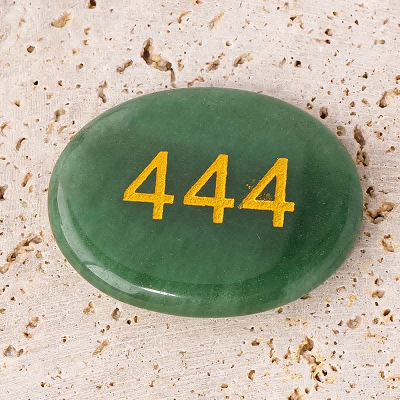 Buddha Stones Angel Numbers White Crystal Red Jasper Dalmatian Jasper Pink Crystal Green Aventurine Meditation Decoration - 444 Angel Number&Green Aventurine 4.5*3.5*0.7cm - image 14
