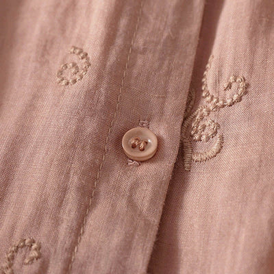 Buddha Stones Retro Embroidered Floral Short Sleeve Women's Buttons Shirt - image 8