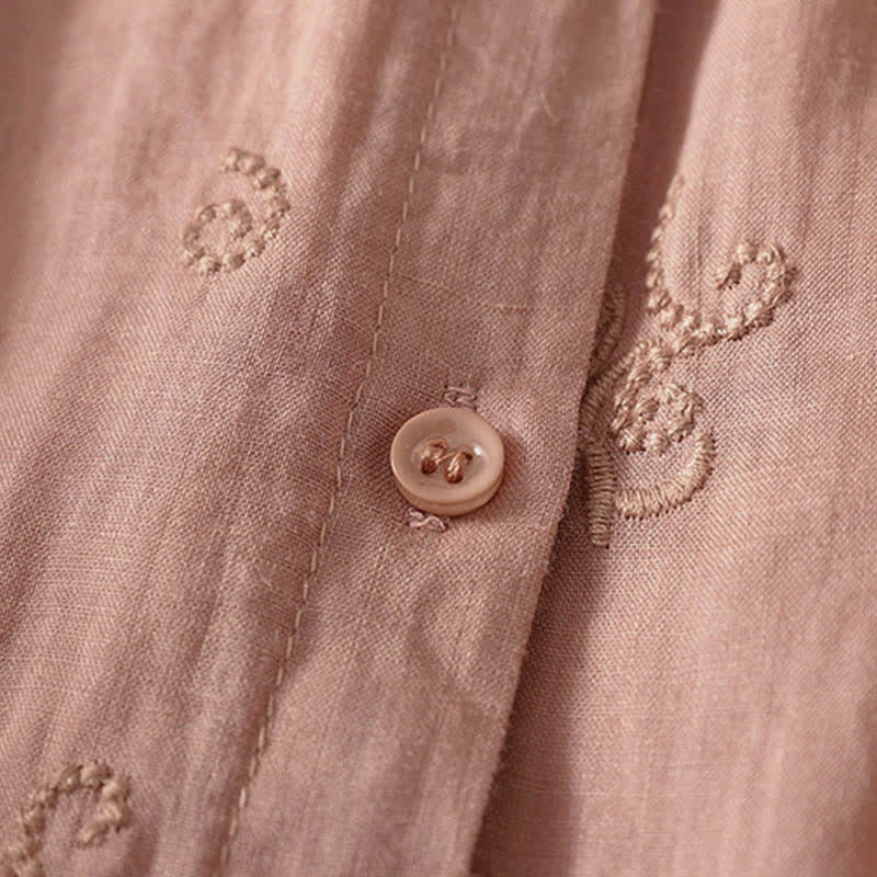 Buddha Stones Retro Embroidered Floral Short Sleeve Women's Buttons Shirt - image 8