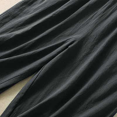 Buddha Stones High Waist Capri Cropped Women's Wide Leg Cotton Pants With Pockets - image 21