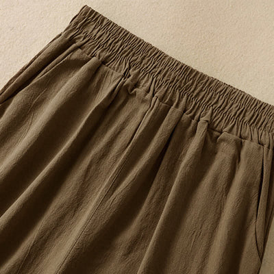 Buddha Stones High Waist Capri Cropped Women's Wide Leg Cotton Pants With Pockets - image 2