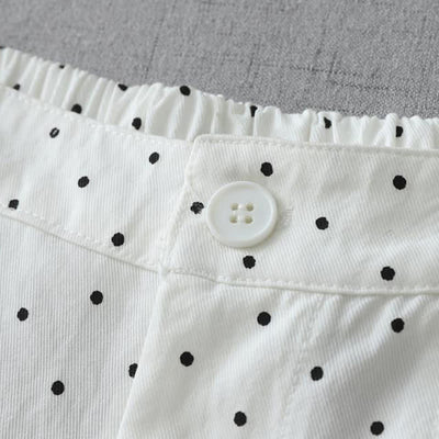Buddha Stones Polka Dot Lace Patchwork Cotton Women's Wide Leg Capri Pants With Pockets - image 7