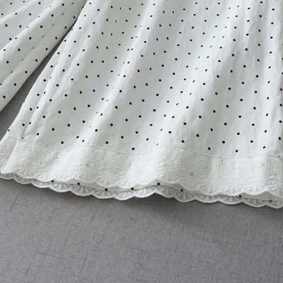 Buddha Stones Polka Dot Lace Patchwork Cotton Women's Wide Leg Capri Pants With Pockets - image 12