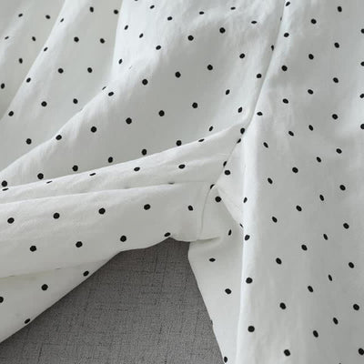 Buddha Stones Polka Dot Lace Patchwork Cotton Women's Wide Leg Capri Pants With Pockets - image 11
