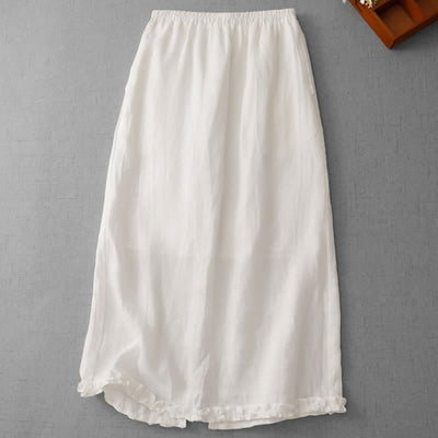 Buddha Stones Commute Elastic Waistband Pleated Hem Capri Length Women's Lined Skirt With Pockets - White - US8-10，UK/AU12-14，EU40-42 (2XL) - image 9