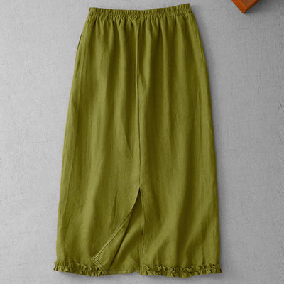 Buddha Stones Commute Elastic Waistband Pleated Hem Capri Length Women's Lined Skirt With Pockets - image 1