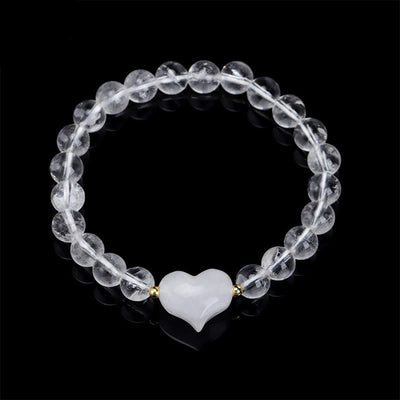 Buddha Stones Natural Amethyst Green Aventurine Tiger Eye Strawberry Quartz Love Heart Spiritual Bracelet - White Crystal(Wrist Circumference 14-16cm) - image 33