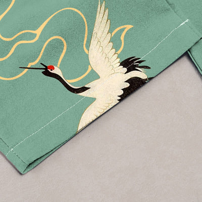 Buddha Stones Pure Cotton Crane Cloud Pattern Women's Elastic Waist Pants With Pockets - image 1