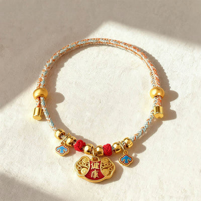Buddha Stones Colorful String Bead Plaited Fu Character Protection Adjustable Cats Dogs Pet Collar - Health Blessing - 40-50cm - image 3
