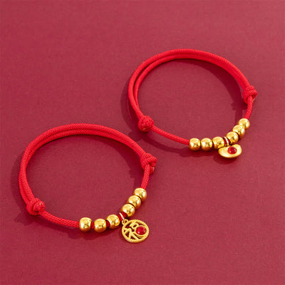 Buddha Stones Red String Bead Yuanbao Fu Character Protection Adjustable Cats Dogs Pet Collar - image 17