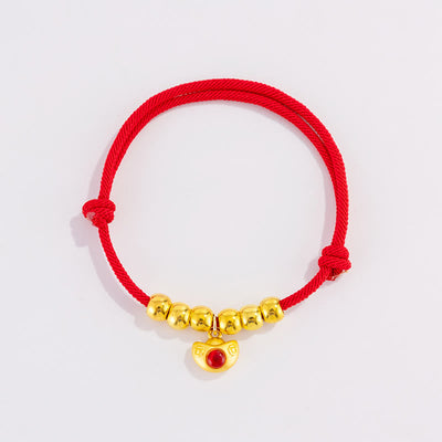Buddha Stones Red String Bead Yuanbao Fu Character Protection Adjustable Cats Dogs Pet Collar - image 2