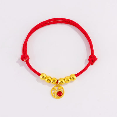 Buddha Stones Red String Bead Yuanbao Fu Character Protection Adjustable Cats Dogs Pet Collar - image 10