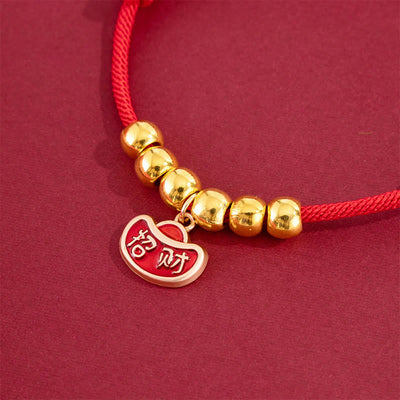 Buddha Stones Red String Bead Yuanbao Fu Character Protection Adjustable Cats Dogs Pet Collar - image 8