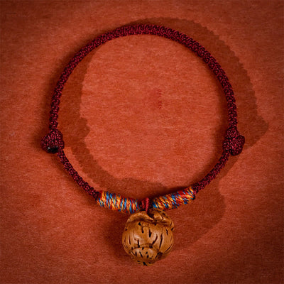 Buddha Stones Plaited Peach Pit Red String Strength Adjustable Cats Dogs Pet Collar - Dark Red - 50-65cm - image 16