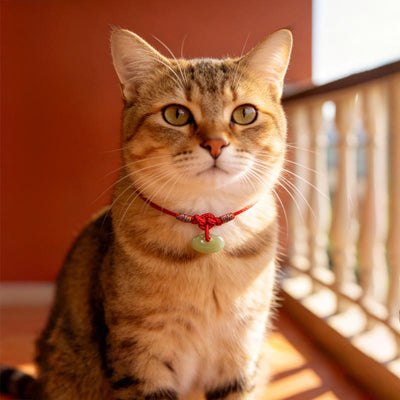Buddha Stones Red String Plaited Jade Protection Adjustable Cats Dogs Pet Collar - image 15