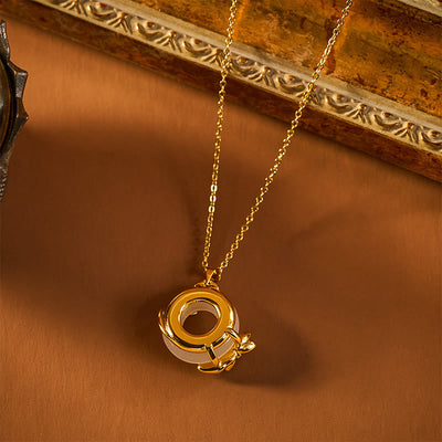 Buddha Stones Lotus Peace Buckle Peace Necklace Pendant - image 1