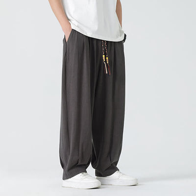 Buddha Stones Summer Drawstring Ankle Length Solid Color Men's Straight Leg Pants - image 11