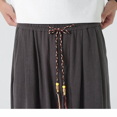 Buddha Stones Summer Drawstring Ankle Length Solid Color Men's Straight Leg Pants - image 13