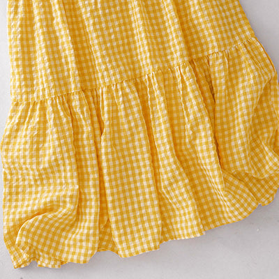 Buddha Stones Crew Neck Sleeveless Plaid Summer Cotton Knee Length Dress - image 4