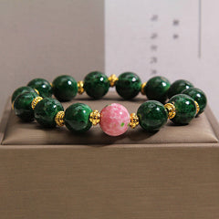Buddha Stones Green Liuli Glass Blessings Bracelet - Liuli Glass(Wrist Circumference: 15-16cm) - image 0