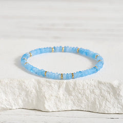 Buddha Stones Natural Aquamarine Fine 4mm Bead Pearl Serenity Bracelet - Aquamarine(Wrist Circumference: 15-16cm) - image 0