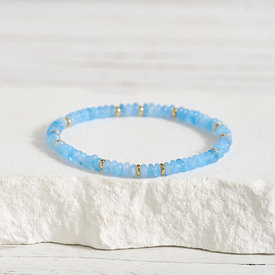 Buddha Stones Natural Aquamarine Fine 4mm Bead Pearl Serenity Bracelet - Aquamarine(Wrist Circumference: 15-16cm) - image 0
