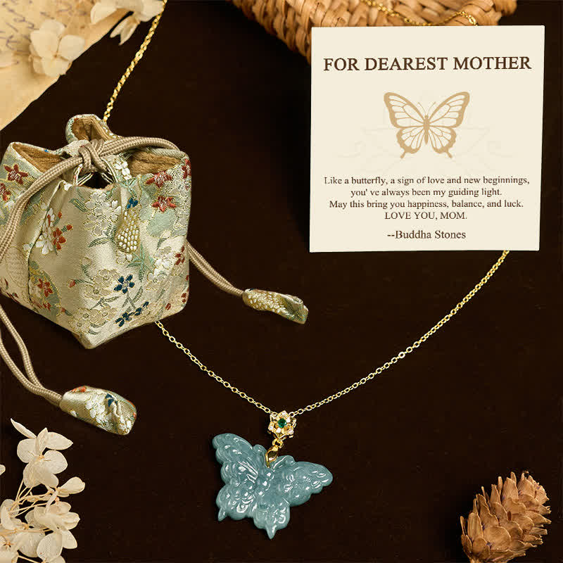 Buddha Stones "FOR DEAREST MOTHER" Jade Butterfly Abundance Necklace Pendants Includes Gift Message Card - Jade Butterfly - Deluxe Gift Bag (+$9.59) - image 8