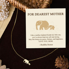 Buddha Stones "FOR DEAREST MOTHER" Elephant 925 Sterling Silver Necklace Pendants Includes Gift Message Card - Gold Elephant - Standard Gift Box - image 0