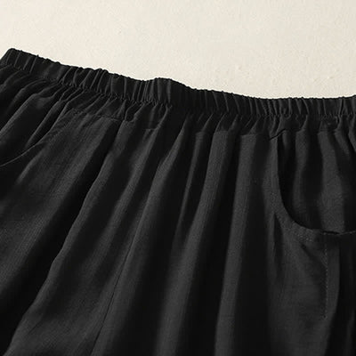 Buddha Stones Summer Solid Color Elastic Waist Women's Capri Harem Pants - image 5