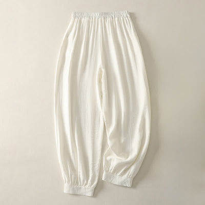 Buddha Stones Summer Solid Color Elastic Waist Women's Capri Harem Pants - image 9