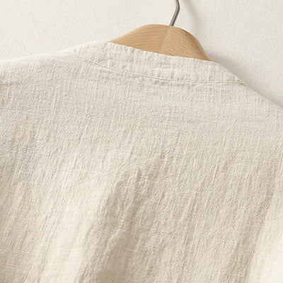 Buddha Stones Summer Stand Collar Buttons Cotton Women's Short Sleeve Shirt - image 8