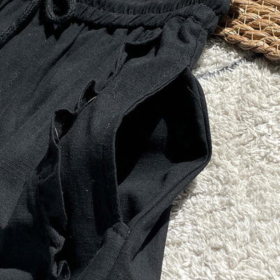 Buddha Stones Summer Drawstring Ruffle Elastic Waist Women's Shorts With Pockets - image 11