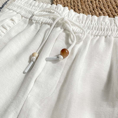Buddha Stones Summer Drawstring Ruffle Elastic Waist Women's Shorts With Pockets - image 17